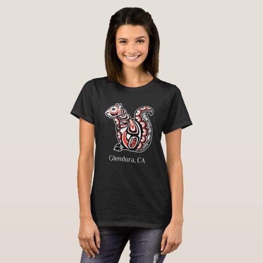Tribal Squirrel Glendora CA PNW Native American T-shirt (Voorkant volledig)