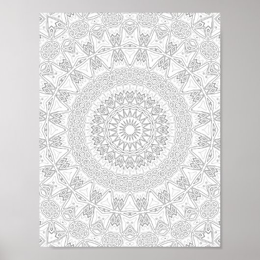 Tribal Starburst Coloring Page Pattern Artwork Poster (Voorkant)