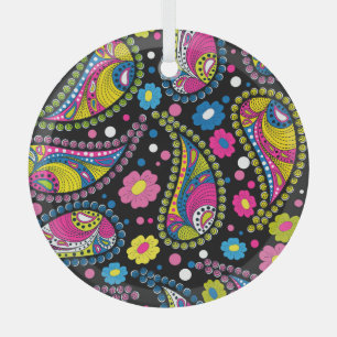 Tribal stijl paisley, naadloos etnisch patroon. glas ornament