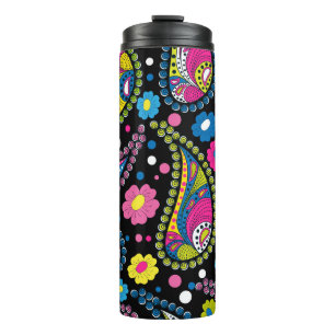Tribal stijl paisley, naadloos etnisch patroon. thermosbeker