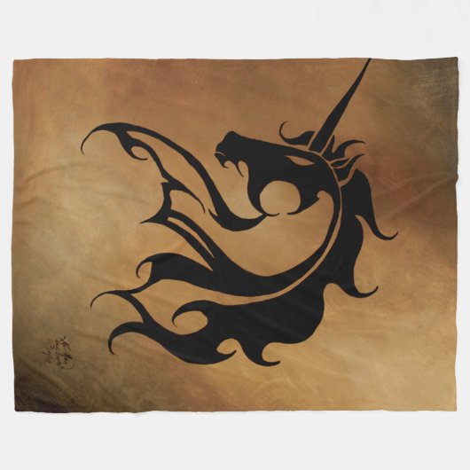 Tribal Stone Unicorn Fleece Deken (Voorkant (Horizontaal))