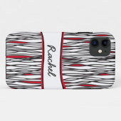 Tribal strepen zwart wit & rood naam iphone case (Achterkant (horizontaal))