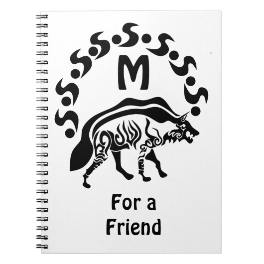Tribal Striped Hyena Monogram Notitieboek (Voorkant)