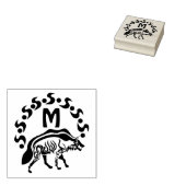 Tribal Striped Hyena Monogram Rubberstempel (Gestempeld)