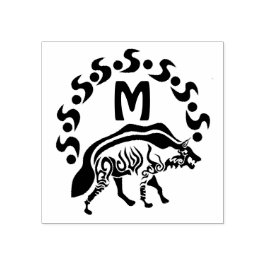 Tribal Striped Hyena Monogram Rubberstempel