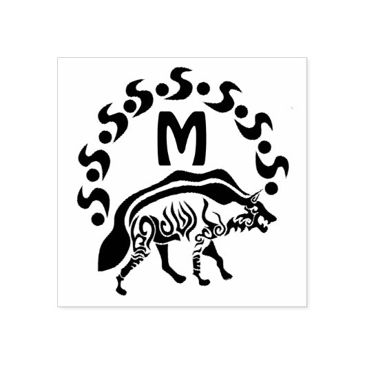 Tribal Striped Hyena Monogram Rubberstempel (Afrduk)