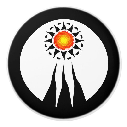 Tribal Sun en Rays 2 Keramische Knop (Voorkant)