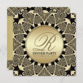 Tribal Sun  Golden Dinner Party Uitnodigingen (Voorkant / Achterkant)