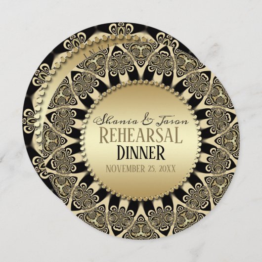 Tribal Sun Golden Wedding Rehearsal Dinner Kaart (Voorkant / Achterkant)