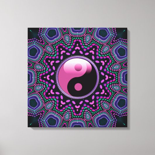 Tribal Sun Pink Yin Yang Wrapped Canvas Afdruk (Voorkant)
