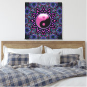 Tribal Sun Pink Yin Yang Wrapped Canvas Afdruk (Insitu (Slaapkamer))