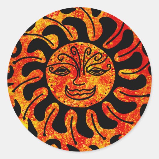 Tribal Sun Ronde Sticker (Voorkant)