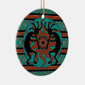Tribal Sun Turquoise Kokopelli zuidwestelijk Kerst Keramisch Ornament (Rechts)