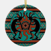 Tribal Sun Turquoise Kokopelli zuidwestelijk Kerst Keramisch Ornament (Voorkant)