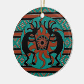 Tribal Sun Turquoise Kokopelli zuidwestelijk Kerst Keramisch Ornament (Links)