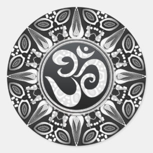 Tribal Sun Zwart + Wit Om Goa NewAge Sticker