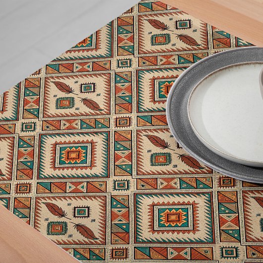 Tribal Table Runner met gewaagde geometrische patr Lange Tafelloper