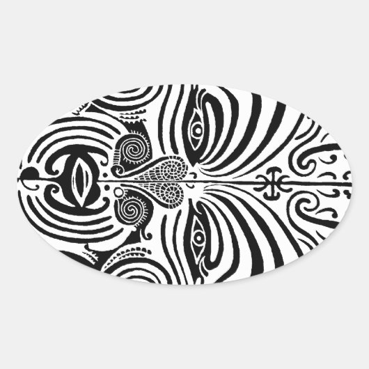 Tribal Tattoo Design - New Zealand Maori Ovale Sticker (Voorkant)