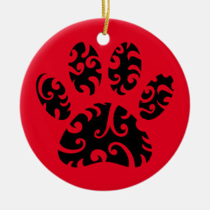 Tribal Tattoo Dog Paw Print Keramisch Ornament