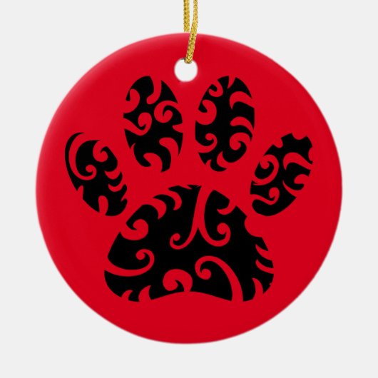 Tribal Tattoo Dog Paw Print Keramisch Ornament (Voorkant)