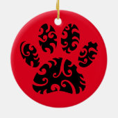 Tribal Tattoo Dog Paw Print Keramisch Ornament (Achterkant)