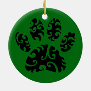 Tribal Tattoo Dog Paw Print Keramisch Ornament