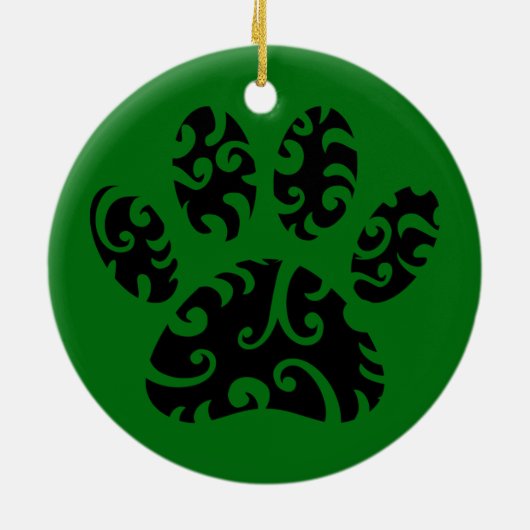 Tribal Tattoo Dog Paw Print Keramisch Ornament (Achterkant)