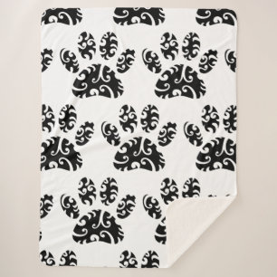 Tribal Tattoo Dog Paw Print Patroon Sherpa Deken