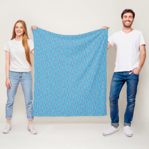 Tribal Tattoo Manatees Ocean Blue Fleece Deken