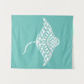 Tribal Tattoo Manta Ray Polynesische stijl Wandkleed (Voorkant (horizontaal))