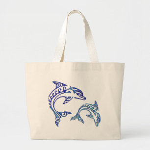 Tribal Tattoo Porpoise Duo Grote Tote Bag