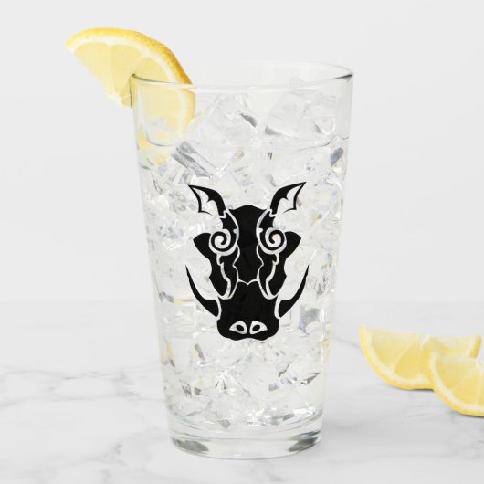 Tribal Tattoo Style Black Boar Head Glas (Voorkant ijs)