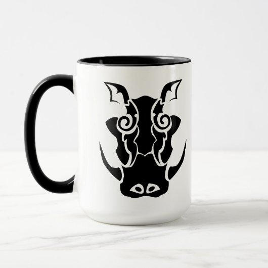 Tribal Tattoo Style Boar Head Mok (Links)