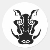 Tribal Tattoo Style Boar Head Ronde Sticker (Voorkant)
