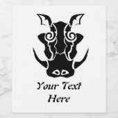 Tribal Tattoo Style Boar Head Wijn Etiket (Enkel label)