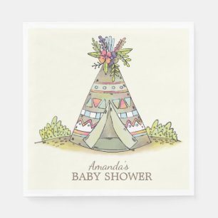 Tribal Teepee Adventure Baby shower Papieren serve Servet