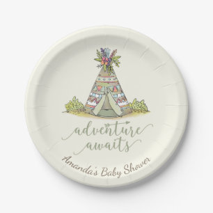 Tribal Teepee Baby shower 7-inch Bord