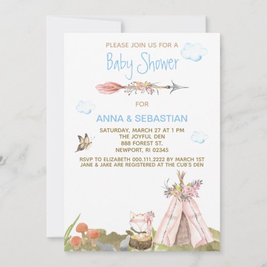 ** Tribal Teepee Boho Forest Woodland Fox Boy Kaart (Achterkant)