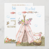 ** Tribal Teepee Boho Forest Woodland Fox Boy Kaart (Voorkant / Achterkant)