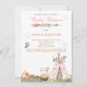 ** Tribal Teepee Boho Woodland Forest Girl Fox Kaart (Achterkant)