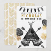 Tribal Teepee Camping Birthday Invitation Kaart (Voorkant / Achterkant)