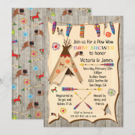 Tribal Teepee Pow wow Baby shower Kaart
