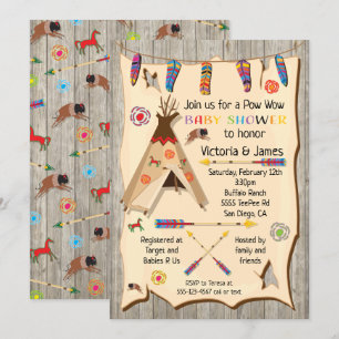 Tribal Teepee Pow wow Baby shower Kaart