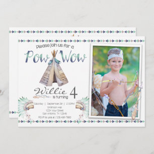 Tribal Teepee Pow Wow Uitnodiging van de Partij va