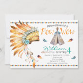 Tribal Teepee Pow Wow Verjaardagsfeestje Uitnodigi Kaart (Voorkant)