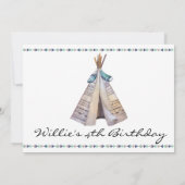 Tribal Teepee Pow Wow Verjaardagsfeestje Uitnodigi Kaart (Achterkant)