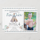 Tribal Teepee Pow Wow Verjaardagsfeestje Uitnodigi Kaart (Voorkant / Achterkant)