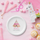 Tribal Teepee Roze Baby shower Papieren Bordje (Feest)