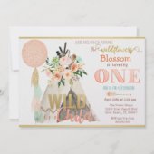 Tribal Teepee Tipi Eerste Verjaardag Uitnodiging (Voorkant)