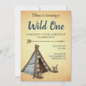 Tribal Teepee Wild One First Birthday Party Kaart (Voorkant)
